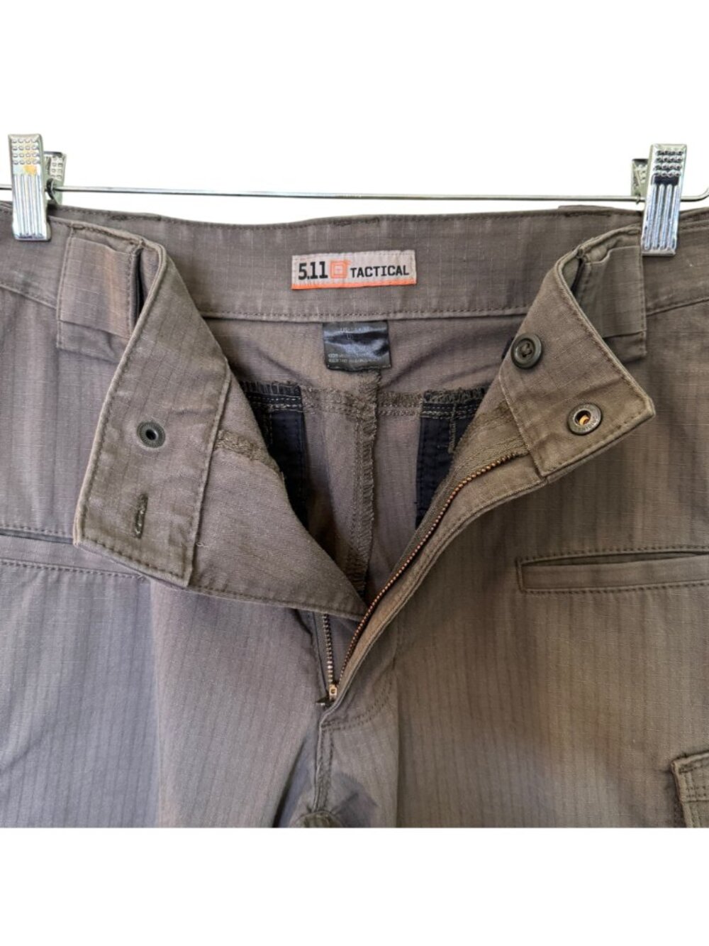 5.11 Tactical Men's Pants 34 x32 Ripstop Cargo Dark Khaki Design Multi-Pocket - Picture 5 of 15